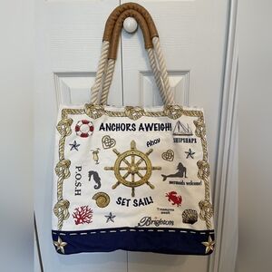 NEW - BRIGHTON - Nautical Tote Beach Bag - EXC